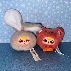 Baby three set of 2 plush pendants